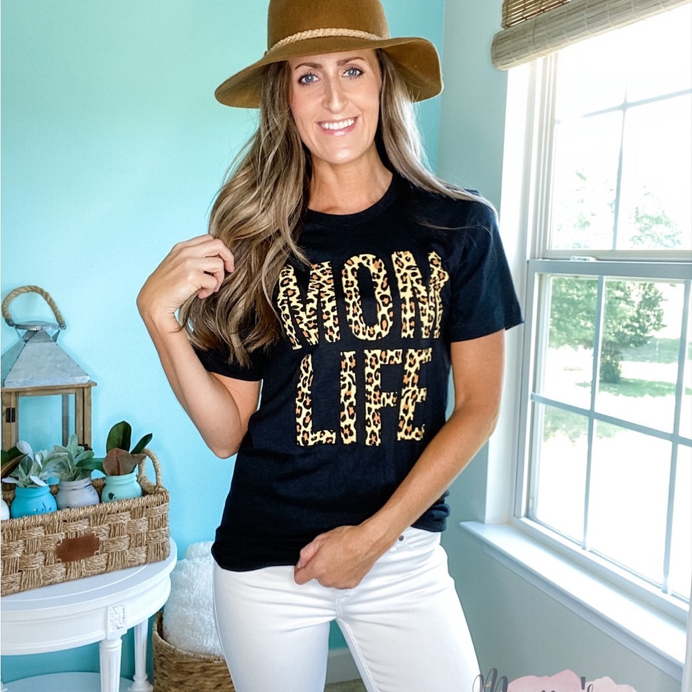 Mom Life Leopard Graphic Tee